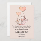 Carte Joyeux Anniversaire maman rose (Devant / Derrière)