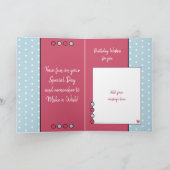 Carte Joyeux anniversaire maman rose et bleu photo (Intérieur)