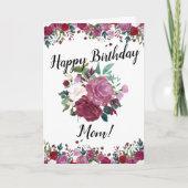 Carte Joyeux anniversaire maman Roses floraux (Devant)