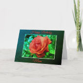 Carte Joyeux Anniversaire Maman Rouge Rose En Fleur (Devant)