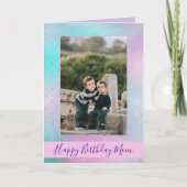 Carte Joyeux anniversaire maman violet et bleu ombre pho (Devant)
