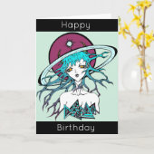 Carte Joyeux Anniversaire manga espace original (Fleur jaune)