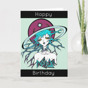 Carte Joyeux Anniversaire manga espace original