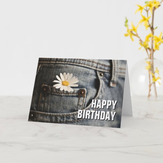 Carte Joyeux Anniversaire | Marguerite dans la poche de (Fleur jaune)