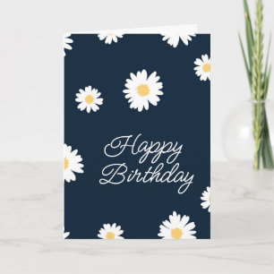 Carte Joyeux Anniversaire Marguerite sur fond bleu