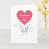 Carte Joyeux anniversaire Mariage Coeur Rouge Marié Coup (Fleur jaune)
