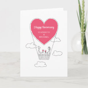 Carte Joyeux anniversaire Mariage Coeur Rouge Marié Coup