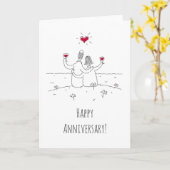Carte Joyeux anniversaire Mariage Coeur Rouge Marié Coup (Fleur jaune)