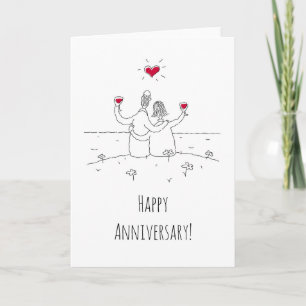 Carte Joyeux anniversaire Mariage Coeur Rouge Marié Coup