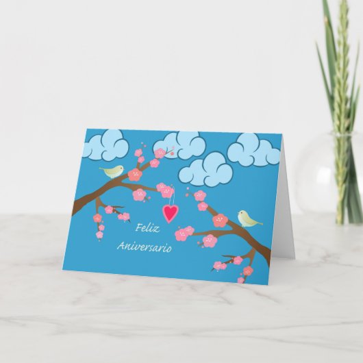Carte Joyeux anniversaire Mariage en espagnol, Spring Bi (Devant)