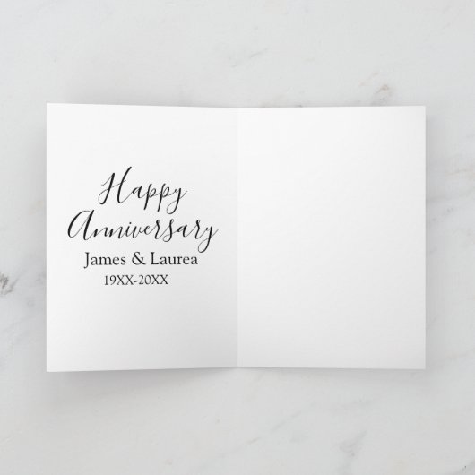 Carte Joyeux anniversaire mariage nom date année simple (Intérieur)