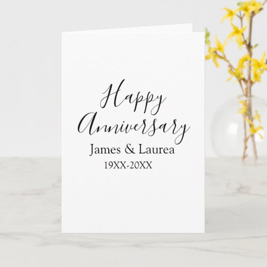 Carte Joyeux anniversaire mariage nom date année simple  (Fleur jaune)