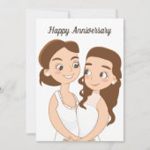 Carte Joyeux anniversaire Mariage romantique couple lesb (Devant)