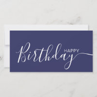 Joyeux Anniversaire Marine Bleu Blanc Moderne Cart