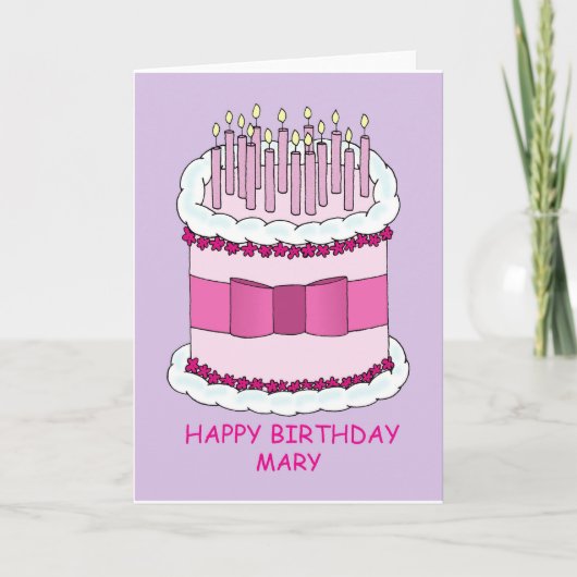 Carte Joyeux anniversaire Mary Cartoon Cake and Candles (Devant)
