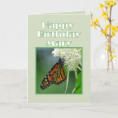 Carte Joyeux Anniversaire Mary Monarch Papillon (Fleur jaune)