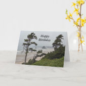 Carte Joyeux Anniversaire, Matin Foggy, Plage Cannon, OU (Fleur jaune)