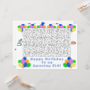 Carte Joyeux anniversaire Maze et ballons Extraordinaire