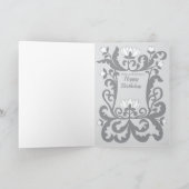 Carte Joyeux Anniversaire médiéval cadre de lettre flora (Intérieur)