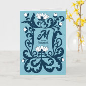 Carte Joyeux Anniversaire médiéval cadre de lettre flora (Fleur jaune)