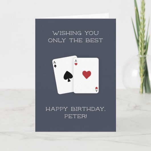 Carte Joyeux Anniversaire Meilleur Poker Démarrage Main (Devant)