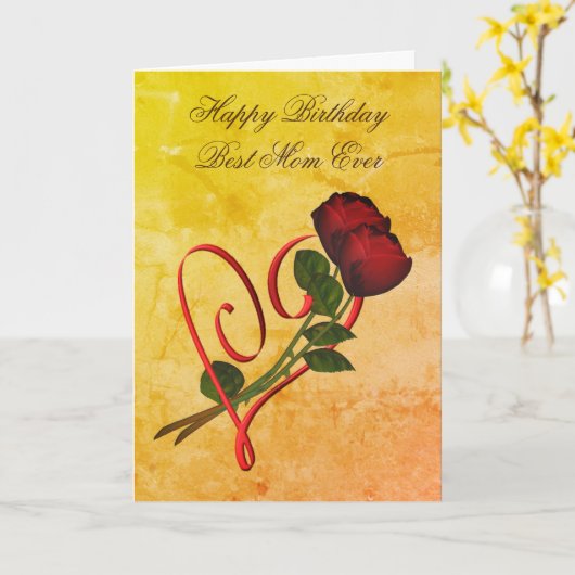 Carte Joyeux anniversaire Meilleure maman Rouge Roses Co (Fleur jaune)