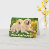 Carte Joyeux anniversaire Mère mignonne Golden Retriever (Fleur jaune)
