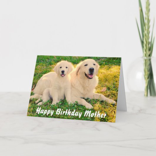 Carte Joyeux anniversaire Mère mignonne Golden Retriever (Devant)