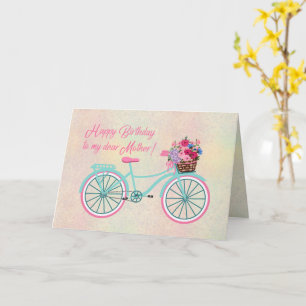 Carte Joyeux Anniversaire Mère Vélos Anciens Fleurs