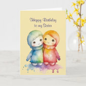 Carte Joyeux anniversaire merveilleuse soeur (Fleur jaune)