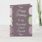 Carte Joyeux anniversaire merveilleux ami prune (Devant)