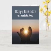Carte Joyeux Anniversaire Merveilleux Prêtre Confort et  (Fleur jaune)
