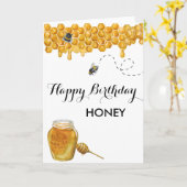 Carte Joyeux Anniversaire Miel Abee Aquarelle (Fleur jaune)