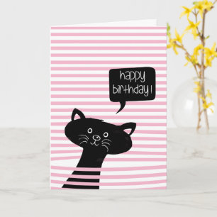Carte Joyeux Anniversaire mignon Chat noir