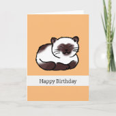 Carte Joyeux anniversaire (mignon chat siamois) (Devant)