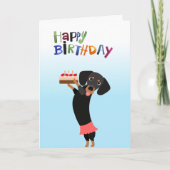 Carte Joyeux Anniversaire mignon chien avec gâteau (Devant)
