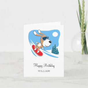 Carte Joyeux Anniversaire mignon Chien Chien Chiot Snowb