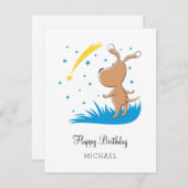 Carte Joyeux Anniversaire mignon Chien Chien Chiot Tirag (Devant / Derrière)