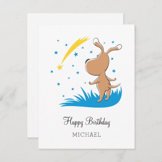 Carte Joyeux Anniversaire mignon Chien Chien Chiot Tirag (Devant / Derrière)