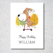 Carte Joyeux Anniversaire mignon Chien Chien Puppy Kick 