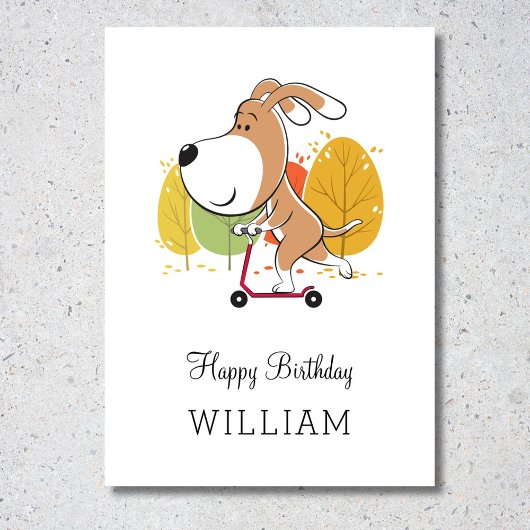 Carte Joyeux Anniversaire mignon Chien Chien Puppy Kick 