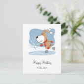 Carte Joyeux Anniversaire mignon Chien Chiot Patinage de (Debout devant)