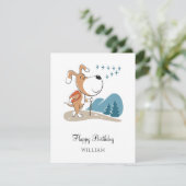 Carte Joyeux Anniversaire mignon Chien Chiot Randonnée W (Debout devant)