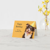 Carte Joyeux Anniversaire mignon Chien vieillissant Fun  (Fleur jaune)