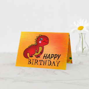 Carte Joyeux anniversaire mignon Dinosaur rouge