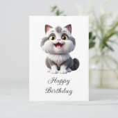 Carte Joyeux Anniversaire Mignon Drôle Chat (Debout devant)