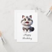 Carte Joyeux Anniversaire Mignon Drôle Chat (Devant/Arrière en situation)