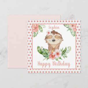 Carte Joyeux anniversaire mignon fille paresseuse nom
