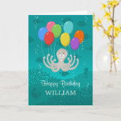 Carte Joyeux Anniversaire mignon Funny poulpe Ballons de (Fleur jaune)