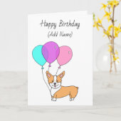 Carte Joyeux anniversaire mignon main tiré Corgi (Fleur jaune)